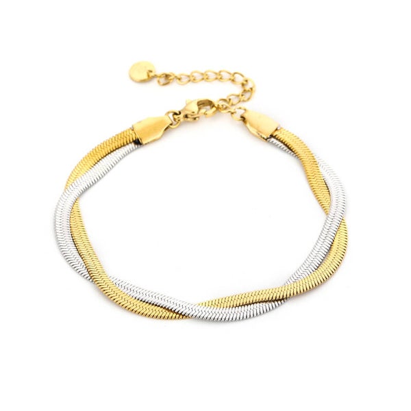 Twist duo armband Goud, Zilver