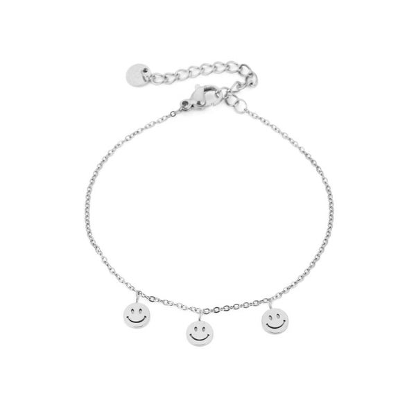 Smiley armband Zilver