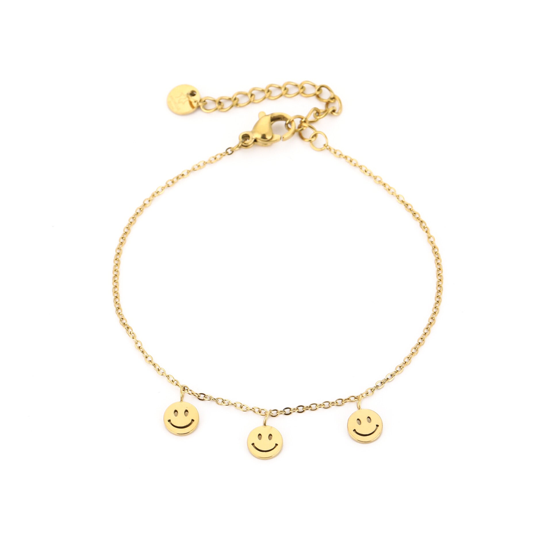 Smiley armband Goud