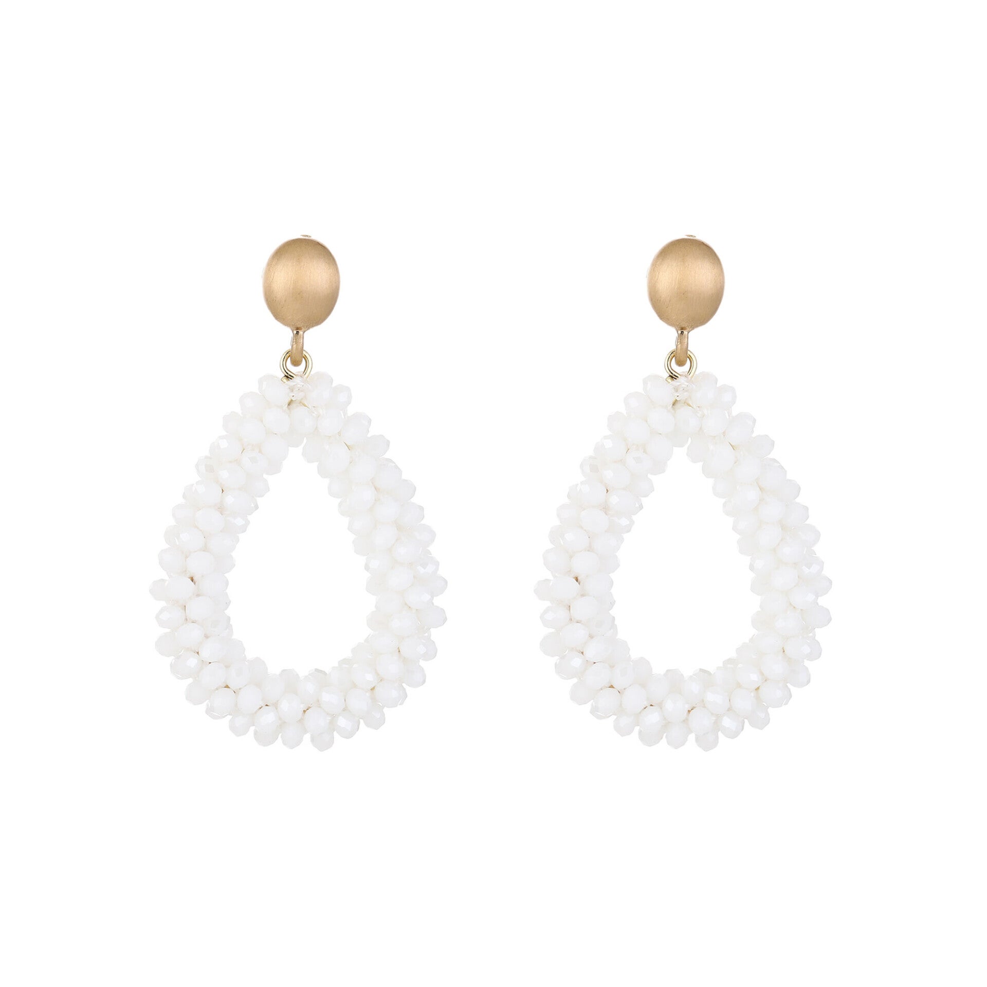 Klassieke kralen oorbellen druppel Wit