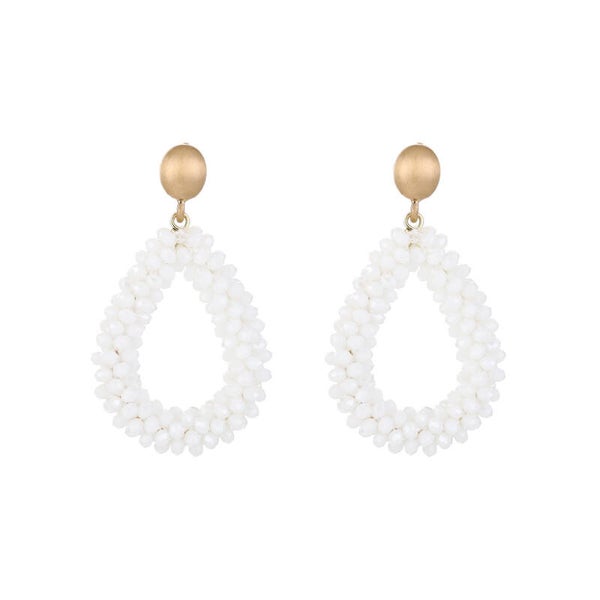 Klassieke kralen oorbellen druppel Wit