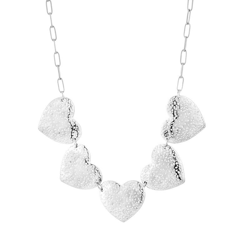 Five big hearts ketting Zilver