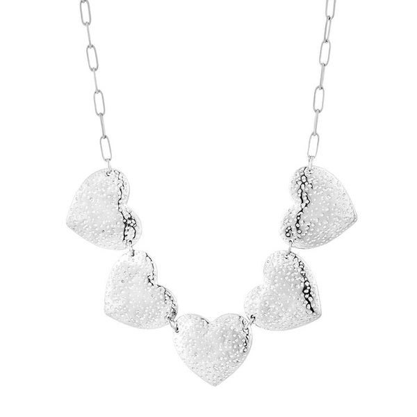Five big hearts ketting Zilver