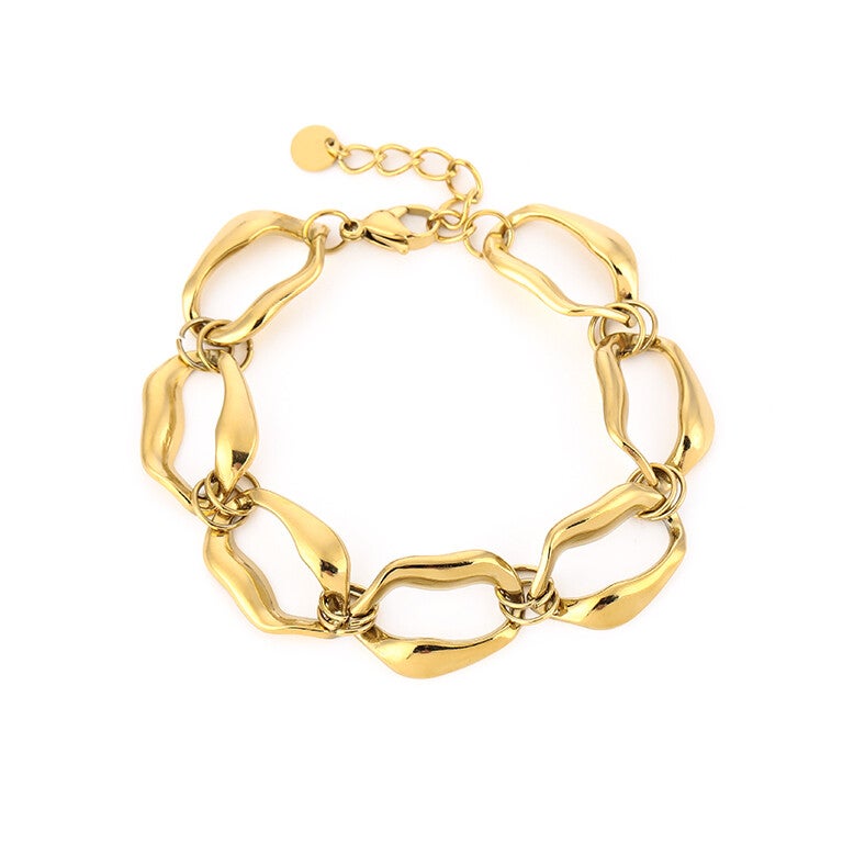 Chique schakel armband Goud