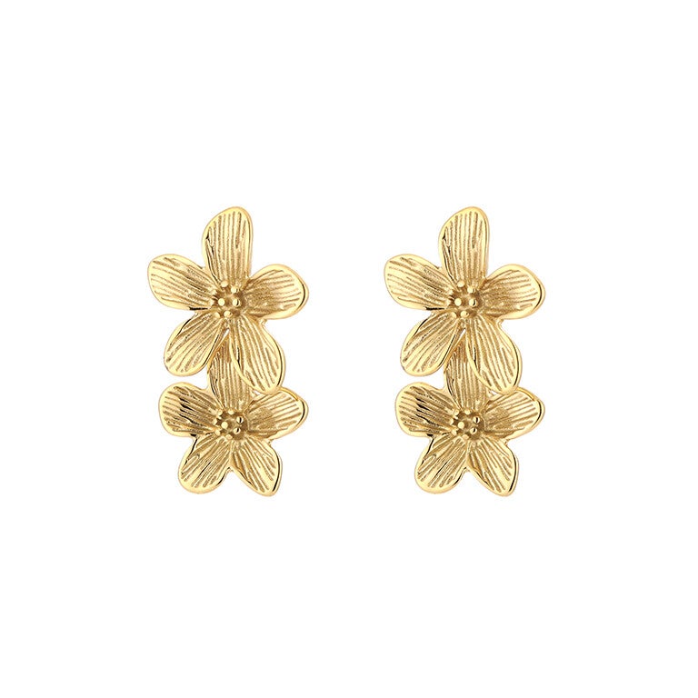 Chique bloem oorbellen Goud