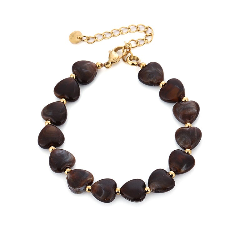 Hartjes armband Bruin