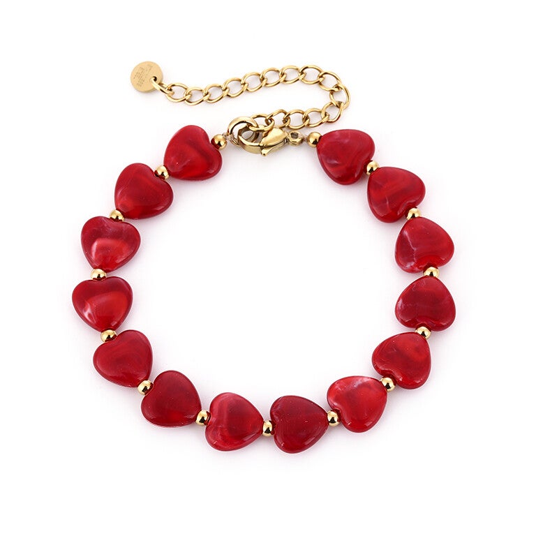 Hartjes armband Rood