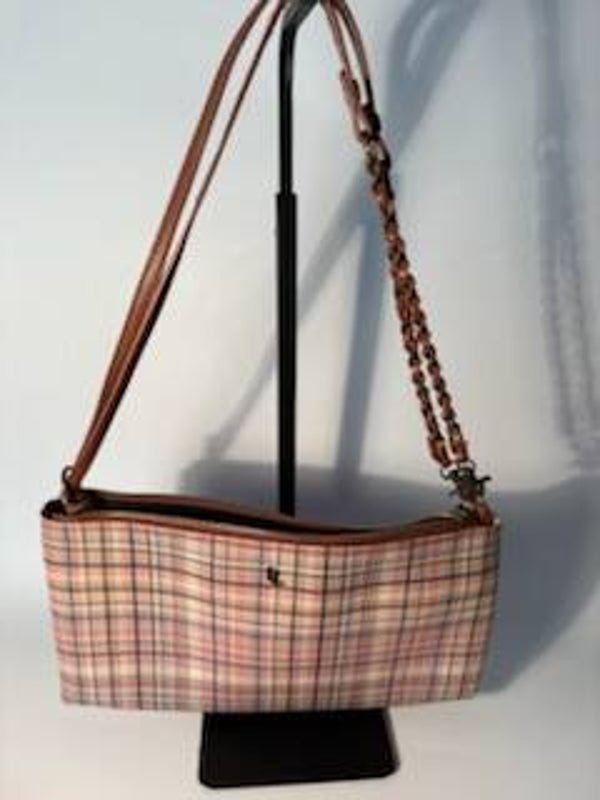 Vintage Plaid Shoulder Bag with Braided Strap Detail