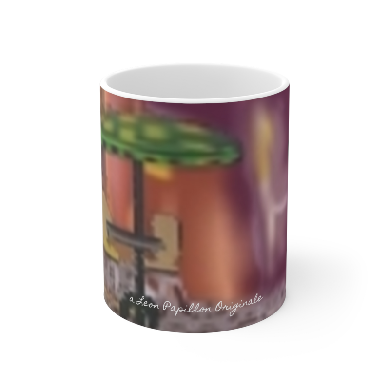 Cafe Leon Before the rush White 11-oz Coffee Mug  A Leon Papillon Originale