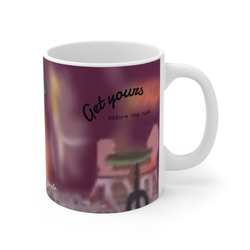 Cafe Leon Before the rush White 11-oz Coffee Mug  A Leon Papillon Originale