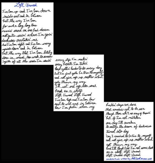 Left Unread Digital Download © Noel Carol 2000 - 2025 NMW Music Productions