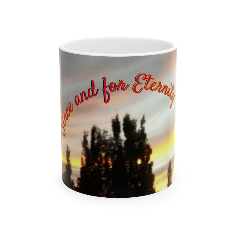 Since and for Eternity White 11-oz & 15-oz Coffee Mugs  A Noel Carol Originale