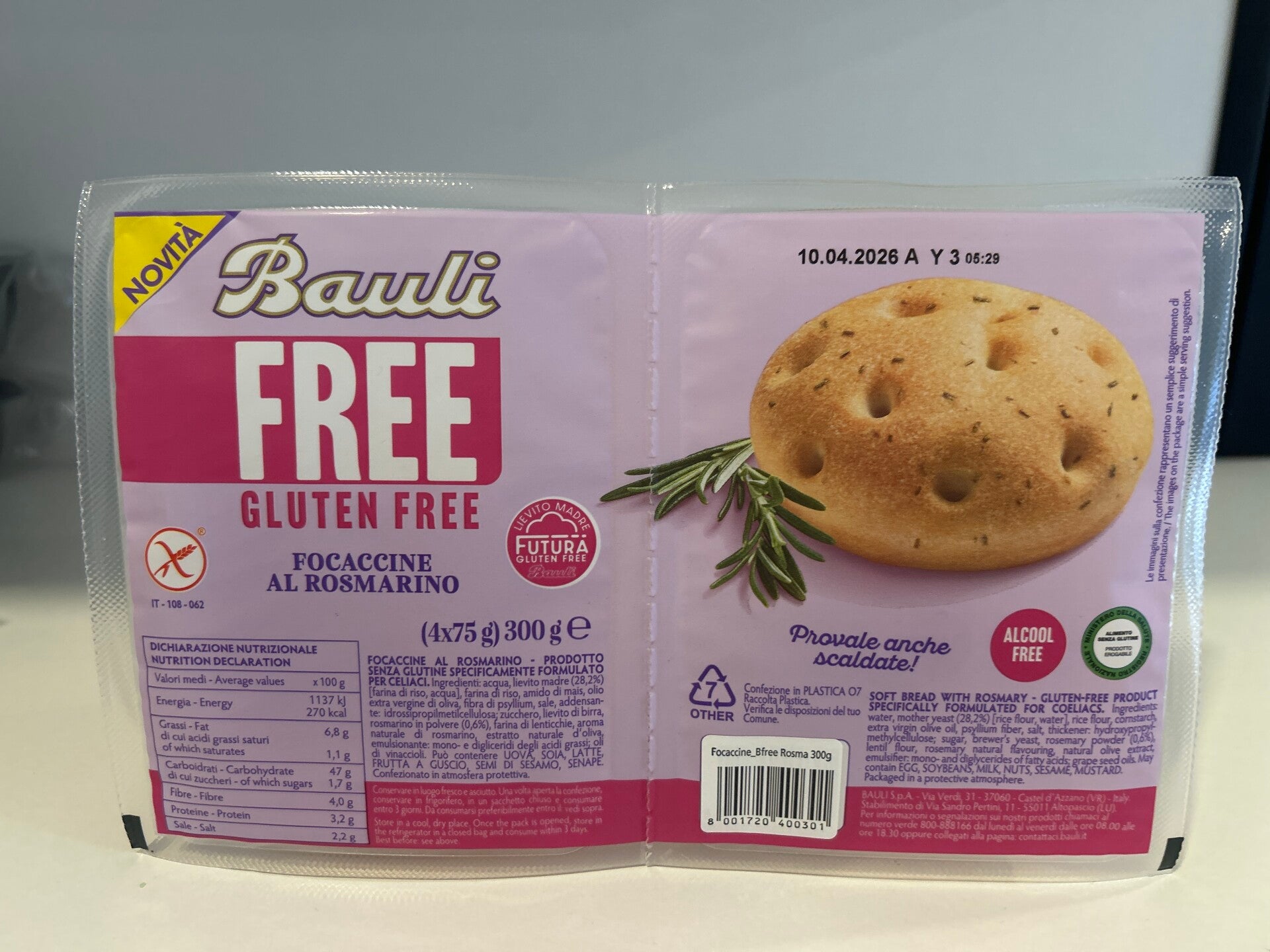 Focaccine Al Rosmarino 4pz Bauli