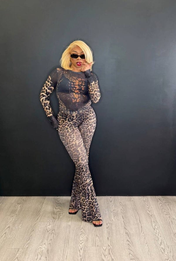 Jungle fever sheer two piece
