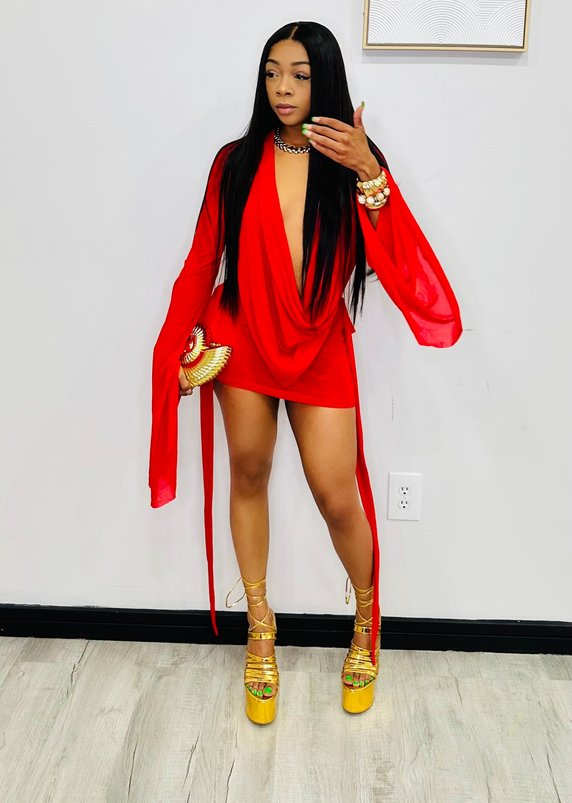 Peek a boo cherry red dress