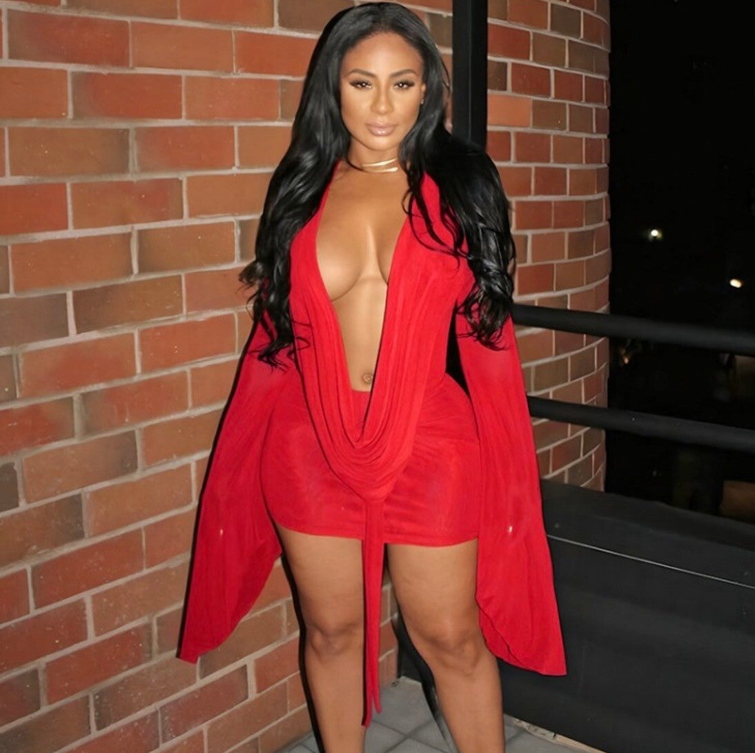 Peek a boo cherry red dress( ships from Erie)