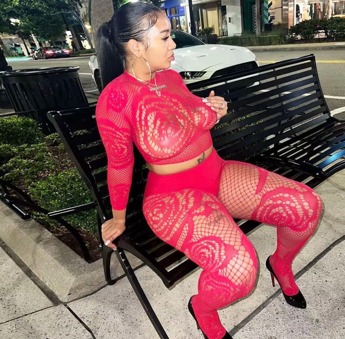 Red rose bud lace set( ships from Erie)