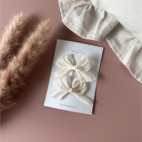 Duo silk bow - white
