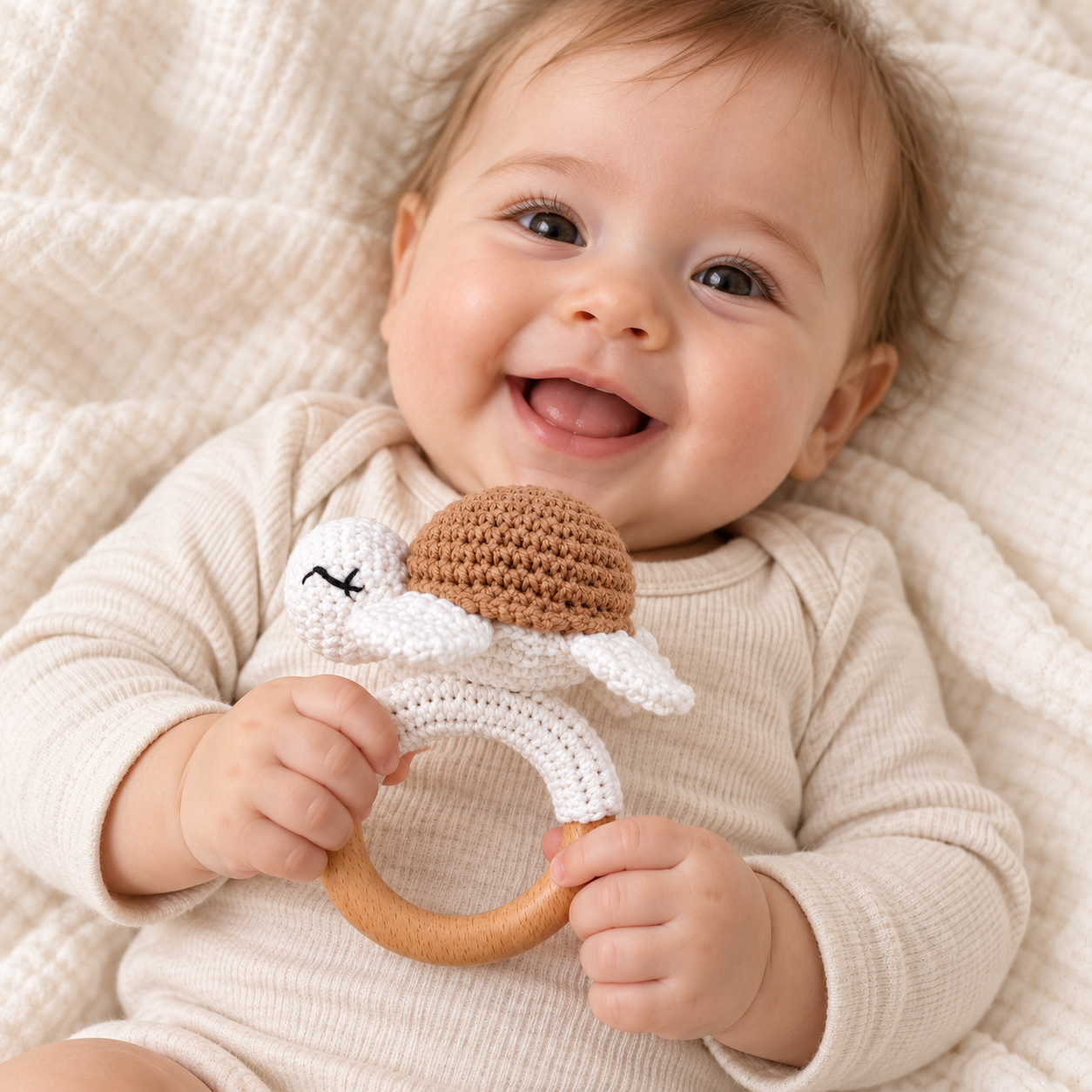 2er-Set Rassel  Schilkröte Rio & Premium-Gesundheitshefthülle Braun