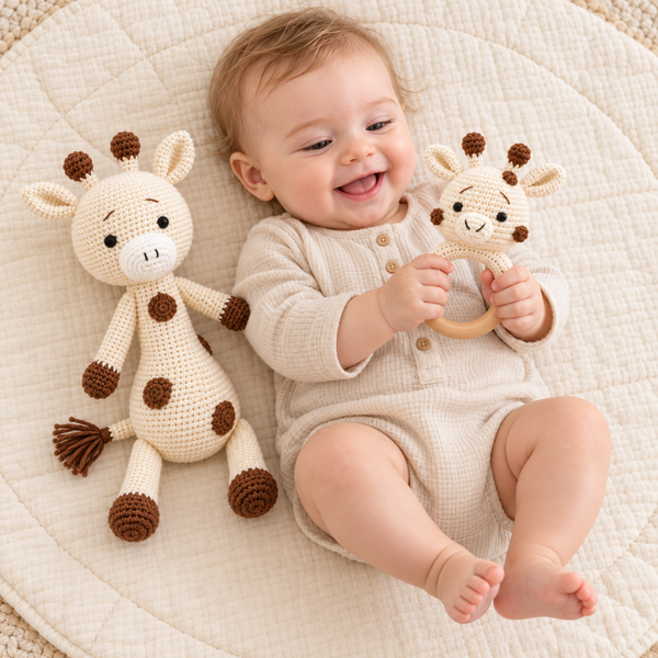Giraffe Gigi – Häkelrassel & Kuscheltier