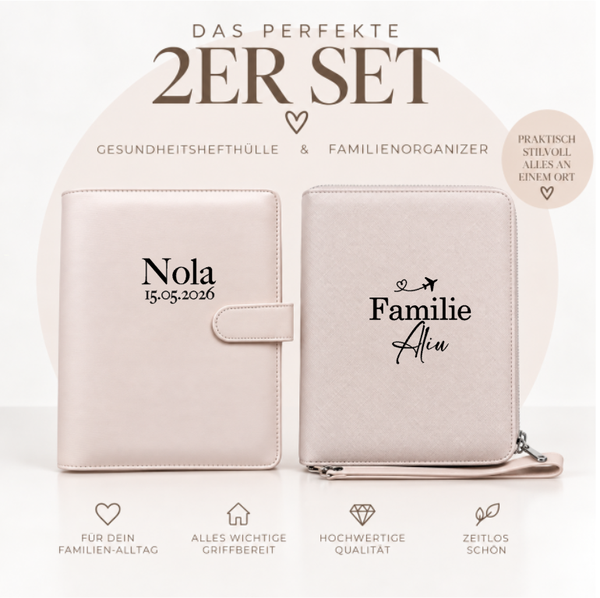 Das perfekte 2er-Set Gesundheitshefthülle + Familienorganizer Beige