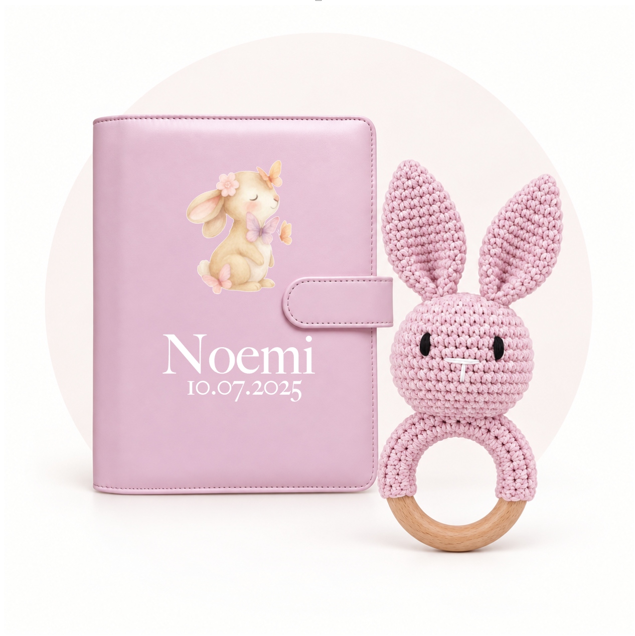 2er-Set Häschenrassel  Noemi & Premium-Gesundheitshefthülle
