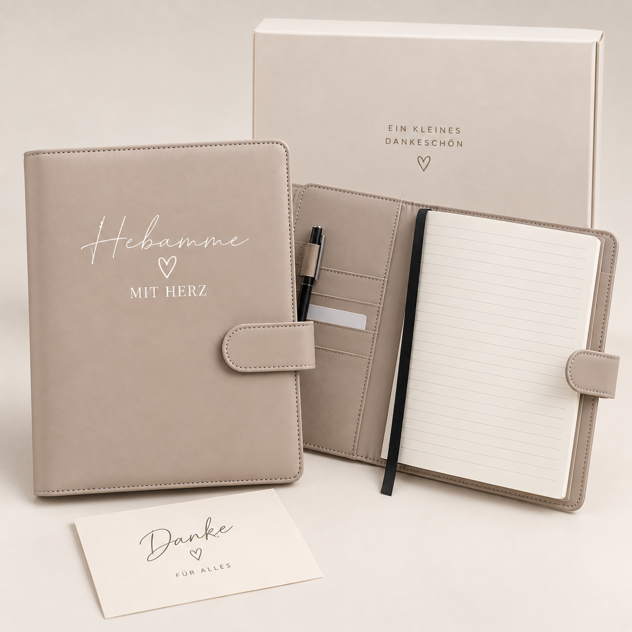 Premium beige Hebammenhülle – Das perfekte Dankeschön