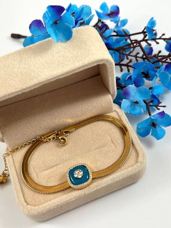 Stalen blue armband