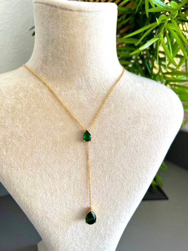 St steel Yesil damla ketting