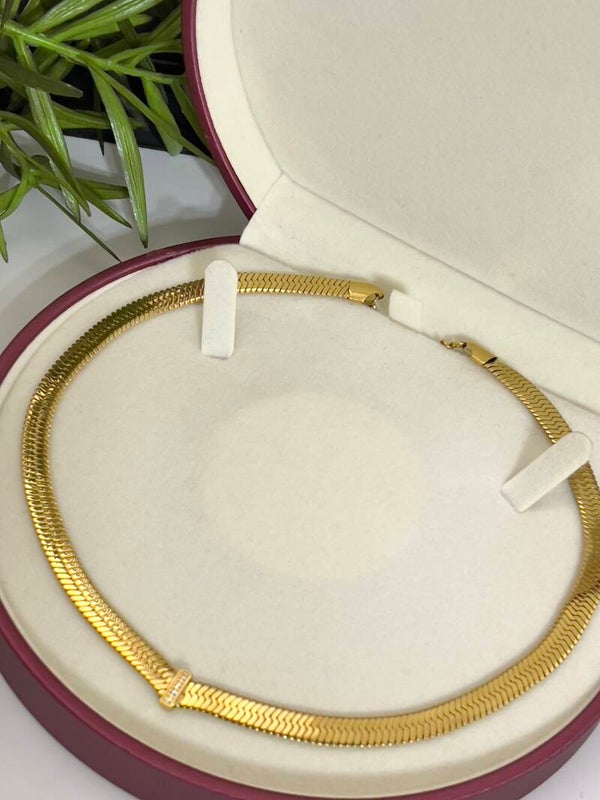 Rvs Balıksırtı Zirconia Ketting