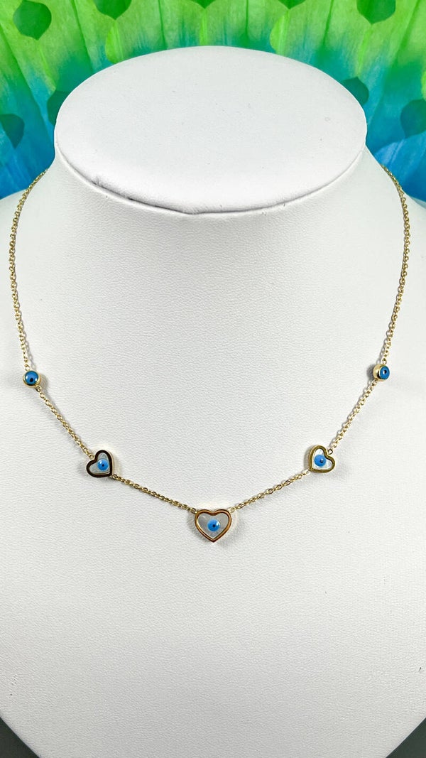 St steel hartjes ketting