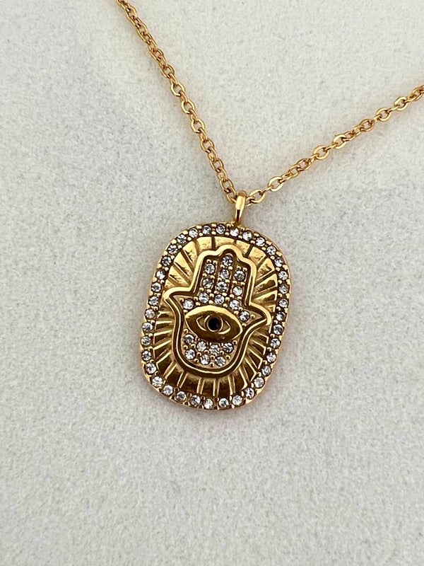Stalen Hamsa Ketting