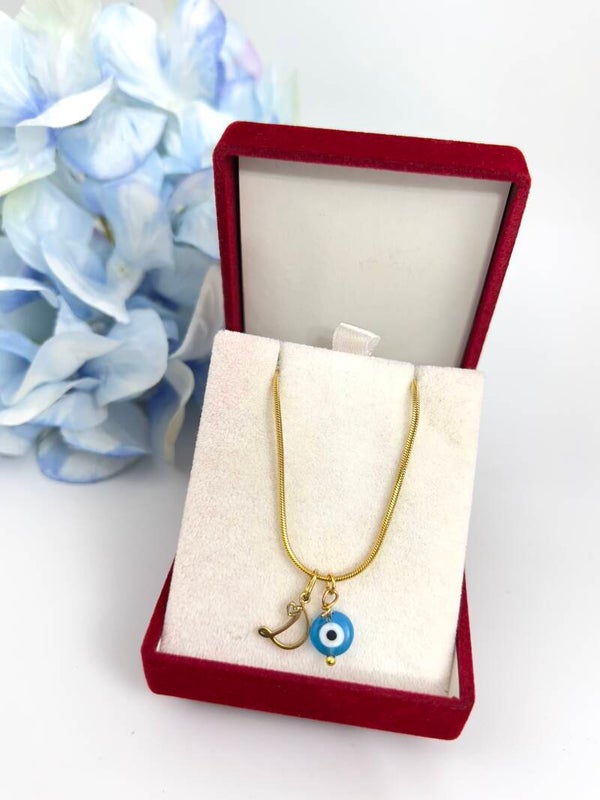 Stalen Nazar Letter Ketting