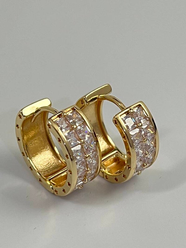 Stalen diamant oorbellen