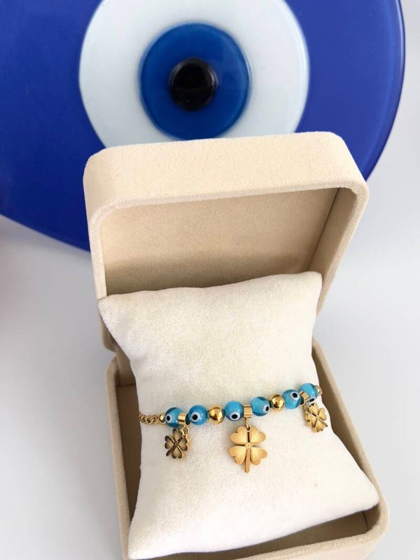 Stalen Maviş Yonca Armband