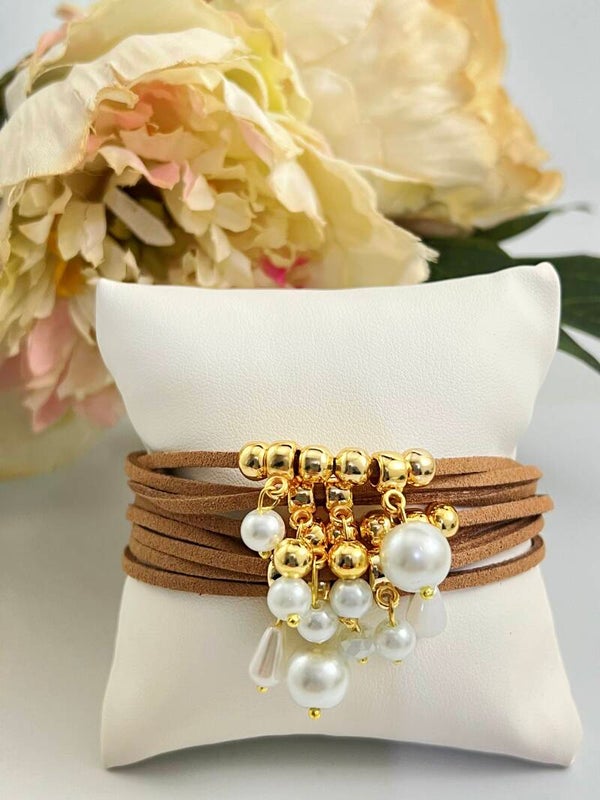 Suède pareltjes armband