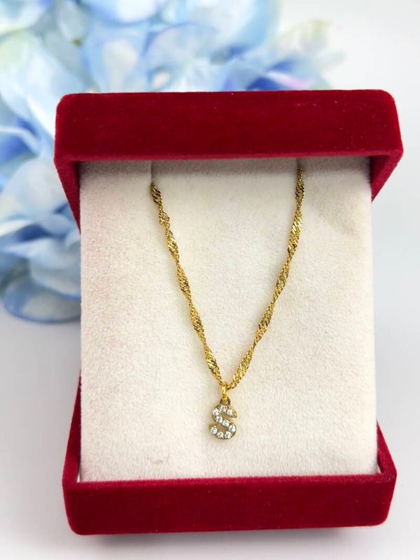 Stalen Zirconia Letter Ketting