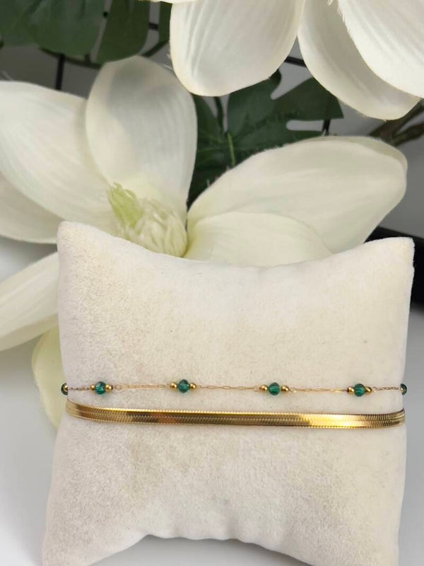 Rvs Dubbellaags Zümrüt Armband