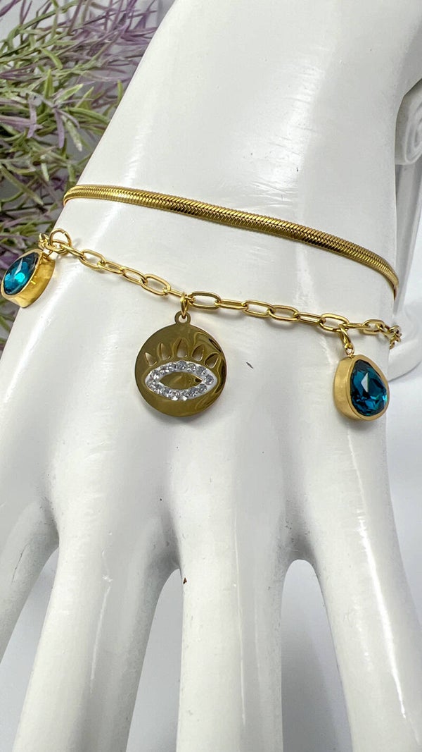 St steel göz charm armband
