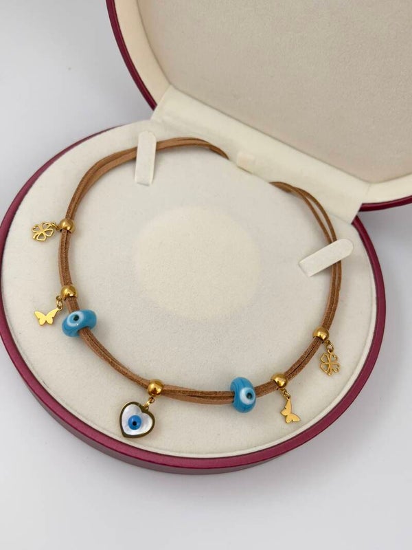 Stalen Suede Charm Ketting