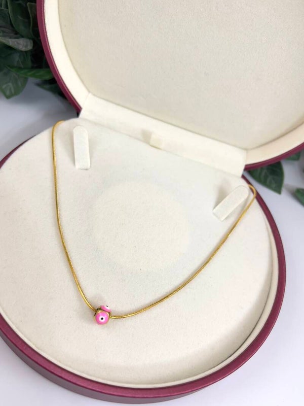 Rvs Pink Nazar Ketting