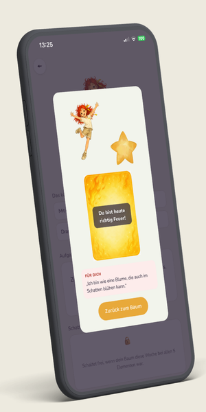 ElementePass mit persönlicher Feuer-Karte zur spielerischen Entdeckung von Stärken und Fähigkeiten