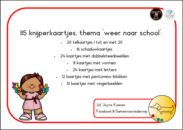 Weer naar school: 115 knijperkaartjes