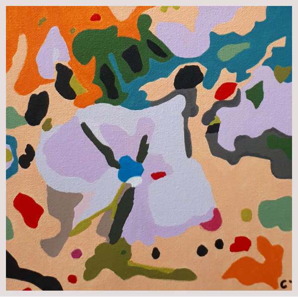 Toile décorative peinte main 'Pic Floral E' - 20 (l) x 20 (h) cm