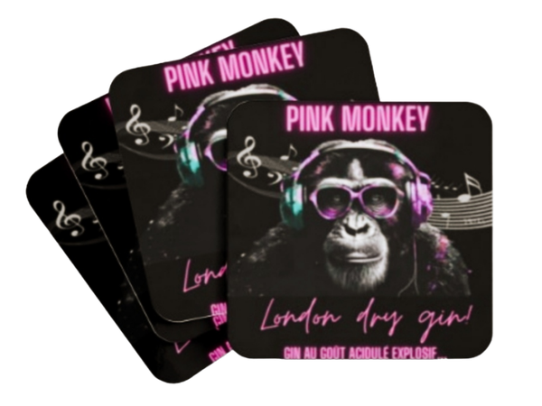 4 Sous verre PINK MONKEY
