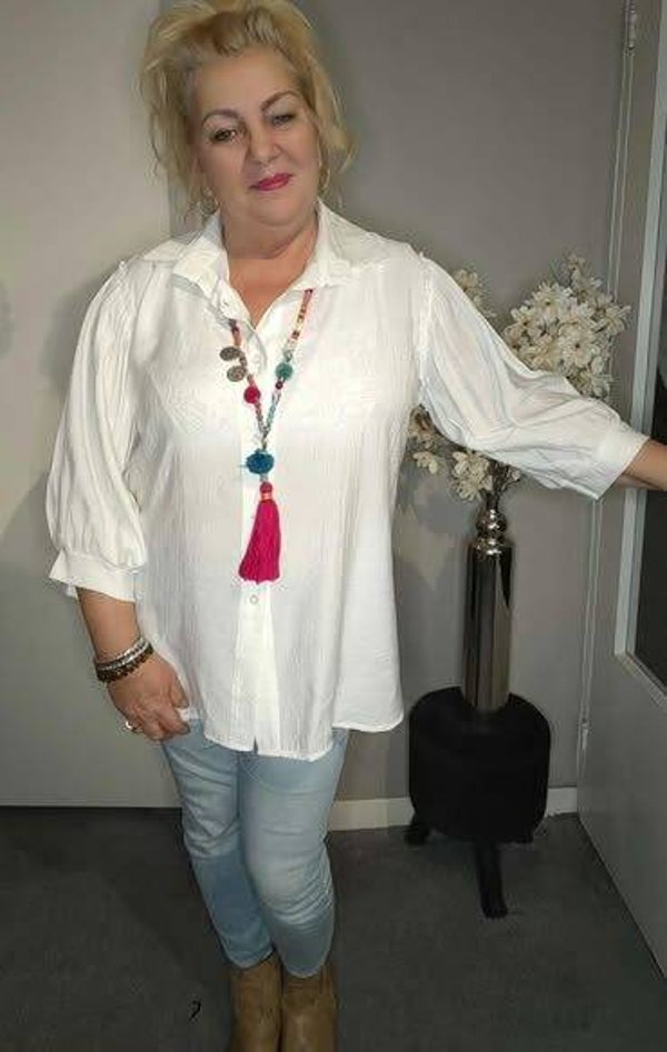 Witte blouse met pofmouw