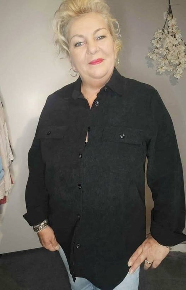 Zwarte rib corduroy blouse