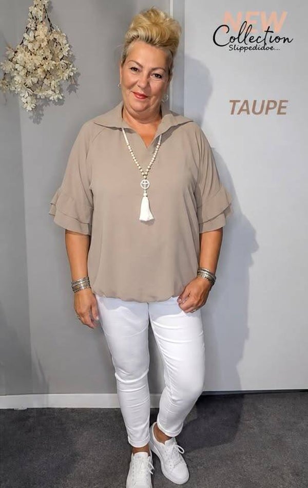 Ballon blouse met volant mouw