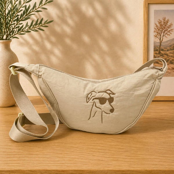Schoudertas Beige - Windhond borduring