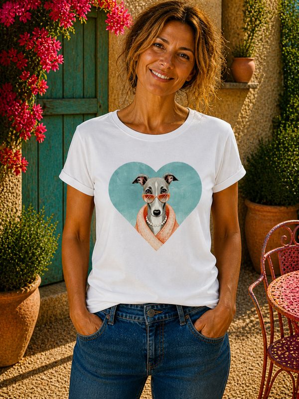 Wit dames T-shirt met Windhondprint